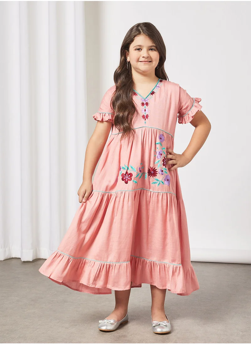 HANA & SARA Kids Embroidered Jalabiya
