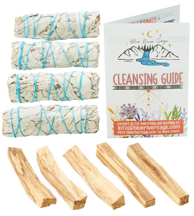 4 White Sage Smudge Sticks 5 Palo Santo Sticks from Peru for Smudging Smoke Cleanse Home or Office Spiritual Use Meditation