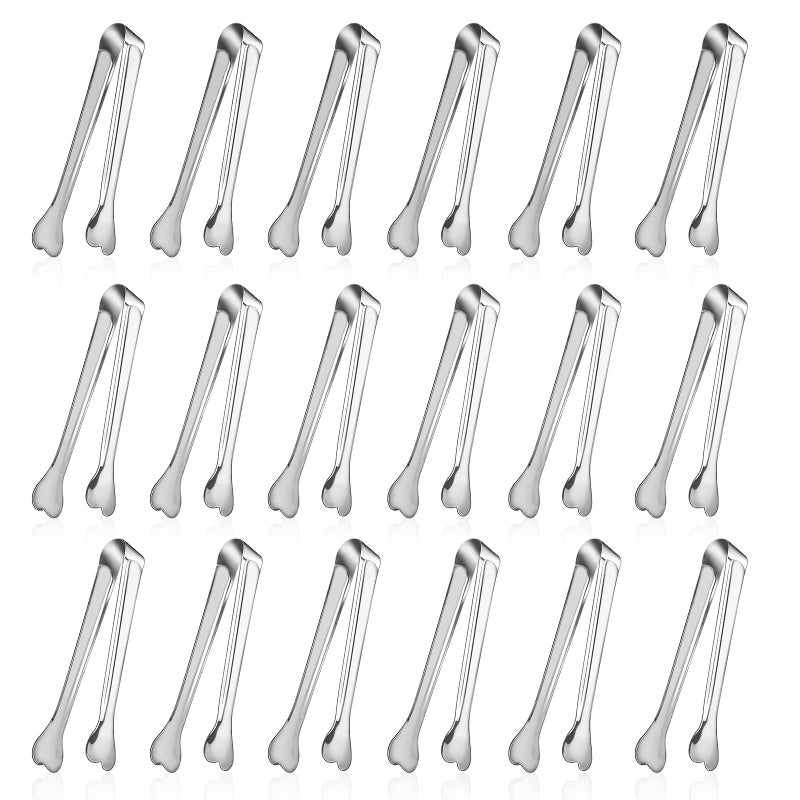 Dmoera Dmoera 18 Pack Premium Small Serving Tongs Mini Stainless Steel Appetizer Tongs 433Inch Silver