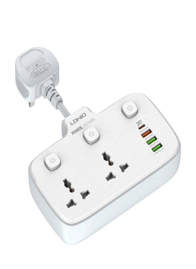 LDNIO Power Strip Ldnio With 2 AC Sockets, 3x USB, 1x USB-C, 2500W, SC2413 - White 