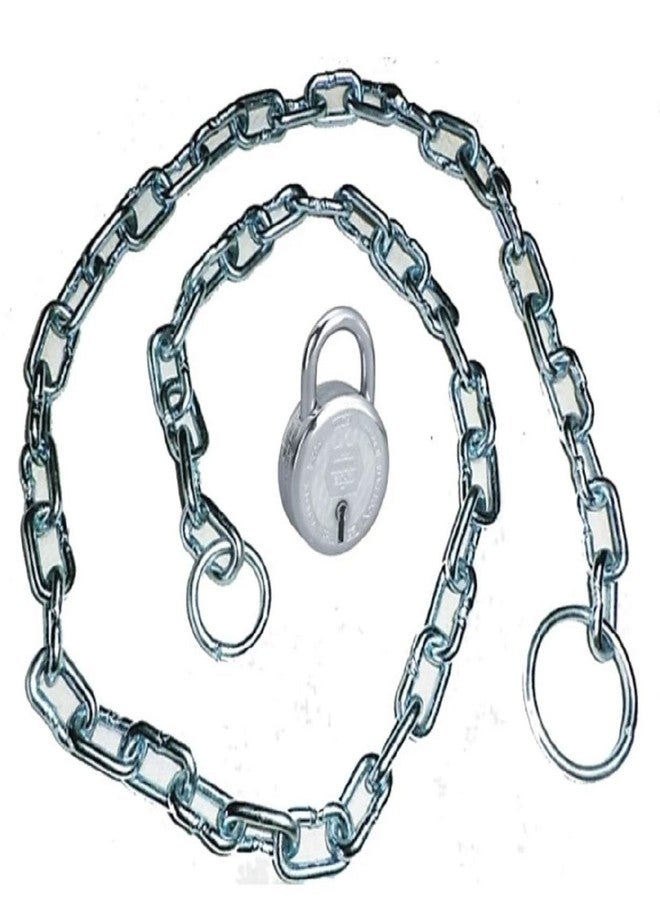 Heavy Duty Security Chain, 2 Rings, Steel Lock, 1.2 m Length
