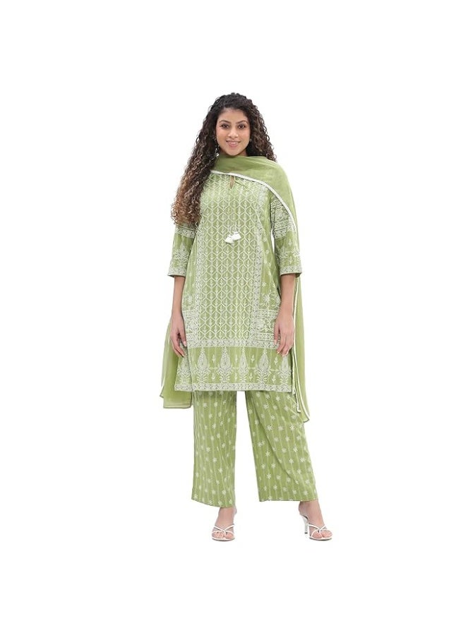 BIBA Women Cotton Straight Printed Suit Set L - Image 4