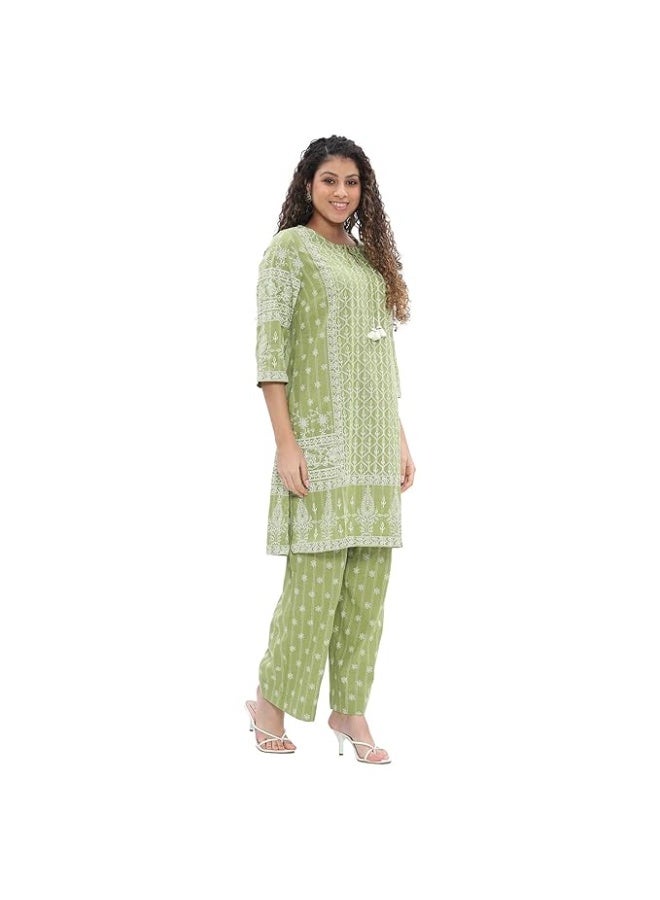BIBA Women Cotton Straight Printed Suit Set L - Image 3