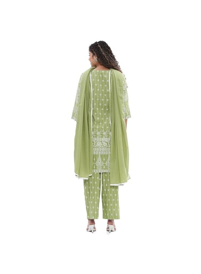 BIBA Women Cotton Straight Printed Suit Set L - Image 2