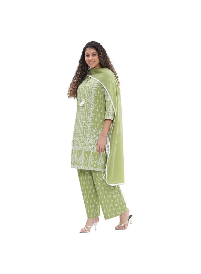 BIBA Women Cotton Straight Printed Suit Set L - Image 1