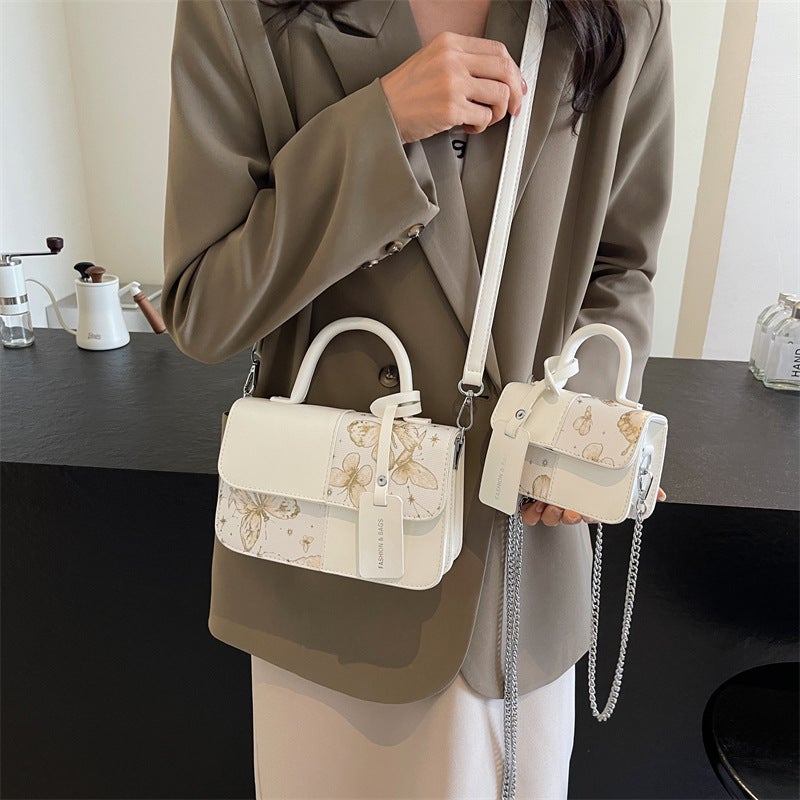 Textured Small Handbag Women'S Bag New Trendy New Printed Shoulder Bag Contrasting Color Single Shoulder Crossbody Small Square Bag - Image 4