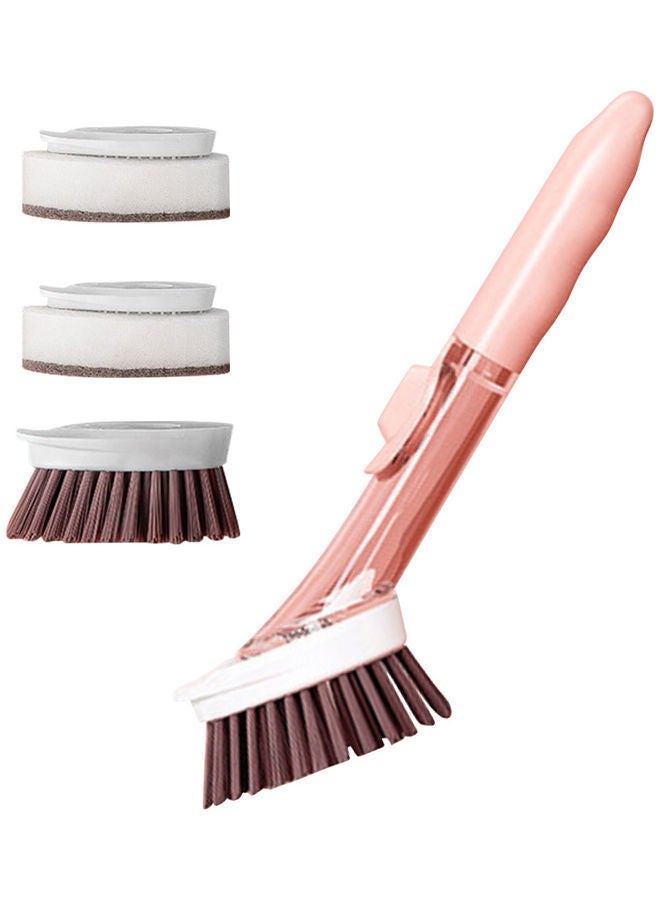 NIBEMINENT Soap Dispensing Dish Brush With Head Set Pink/White/Brown