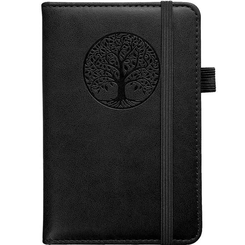 BIYUNRO Small Pocket Notebook, Leather Journal Mini (Black) - Image 1