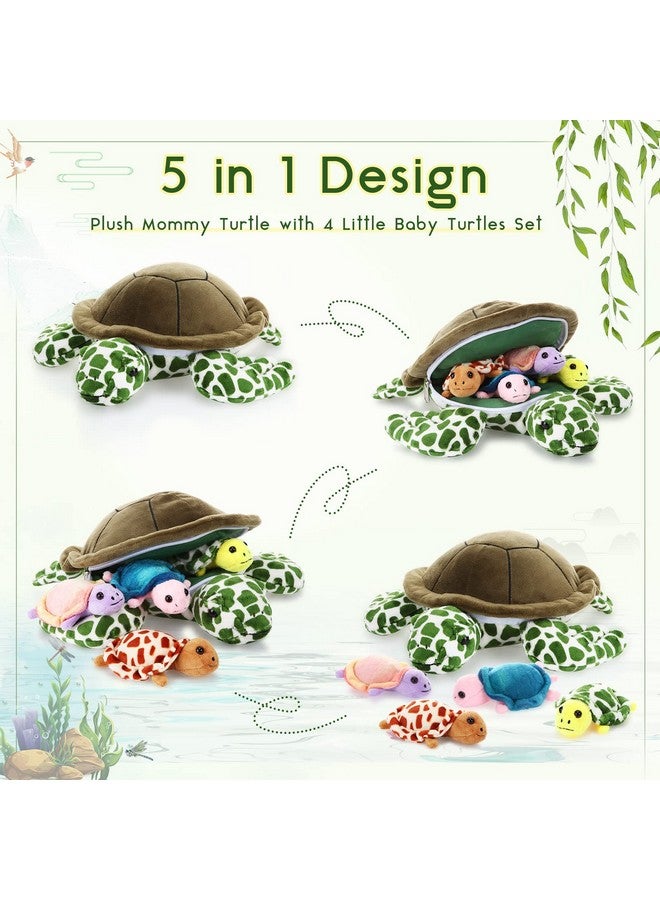 Aoriher 5 Pieces Plush Turtle Set Stuffed Turtle 12 Inch Stuffed Sea Turtle Mom with 4 Little Turtles Soft Plush Stuffed Animal Toys Tortoise Hugging for Birthday Easter, Christmas(Vivid Style) - Image 4