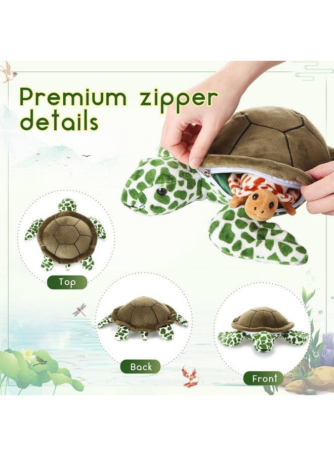 Aoriher 5 Pieces Plush Turtle Set Stuffed Turtle 12 Inch Stuffed Sea Turtle Mom with 4 Little Turtles Soft Plush Stuffed Animal Toys Tortoise Hugging for Birthday Easter, Christmas(Vivid Style) - Image 3