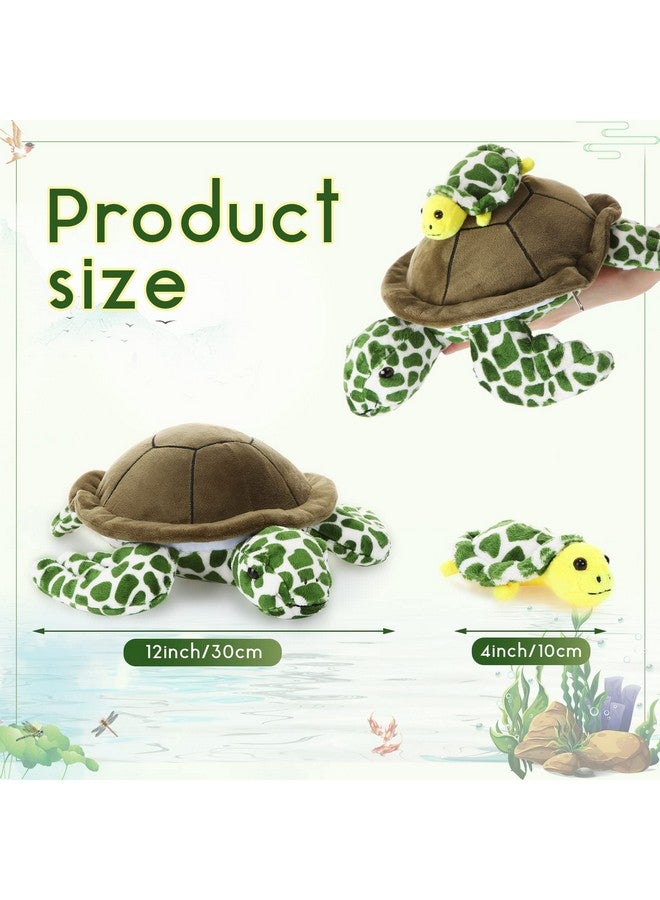 Aoriher 5 Pieces Plush Turtle Set Stuffed Turtle 12 Inch Stuffed Sea Turtle Mom with 4 Little Turtles Soft Plush Stuffed Animal Toys Tortoise Hugging for Birthday Easter, Christmas(Vivid Style) - Image 2