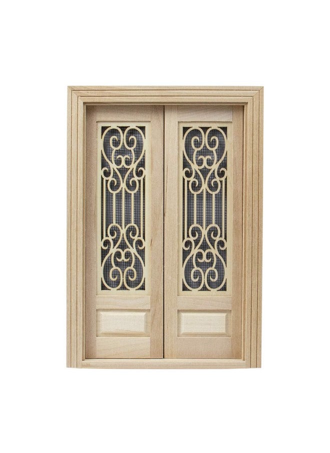 AUEAR - 1 12 Dollhouse Miniature Furniture Unpaint Wooden Doors For Diy Scene Doll Home Furniture Craft (2 Horizontal Panel) - Image 1
