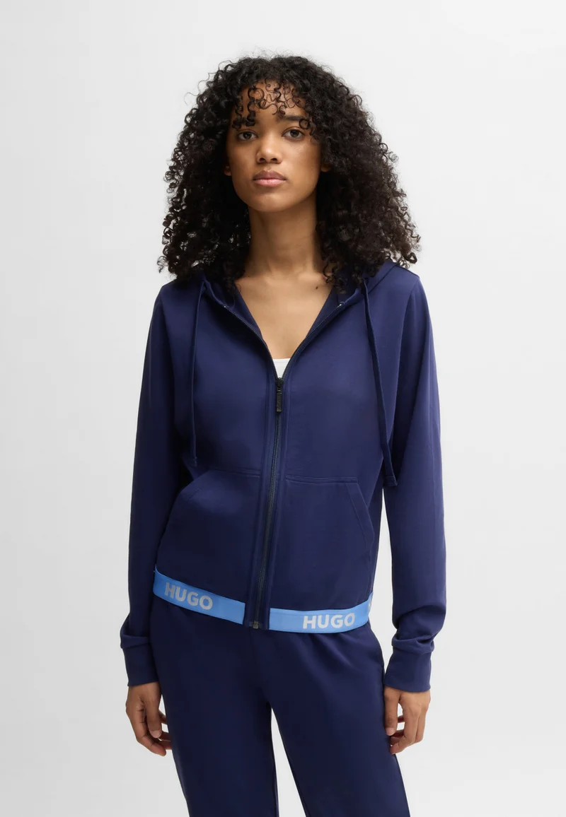 HUGO Relaxed-fit hoodie with logo waistband