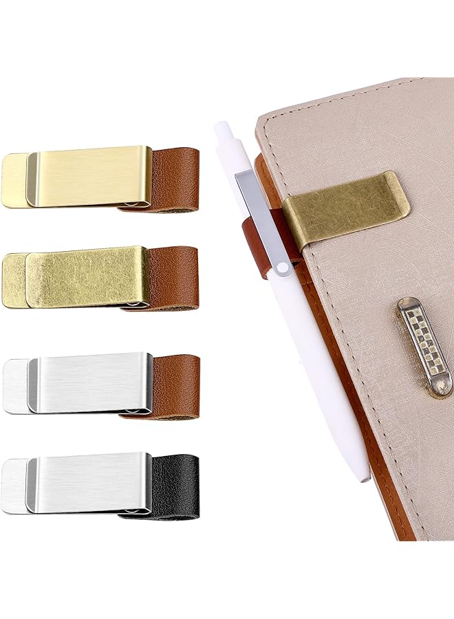 erorex Pen Loop Holder 4Pcs Pu Leather Retro Notebook Pen Holder Pen Loop With Clips For Journal Notebook Planner Clipboard Office Pocket Fit Most Pen Size - Image 1