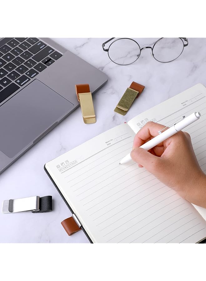 erorex Pen Loop Holder 4Pcs Pu Leather Retro Notebook Pen Holder Pen Loop With Clips For Journal Notebook Planner Clipboard Office Pocket Fit Most Pen Size - Image 5