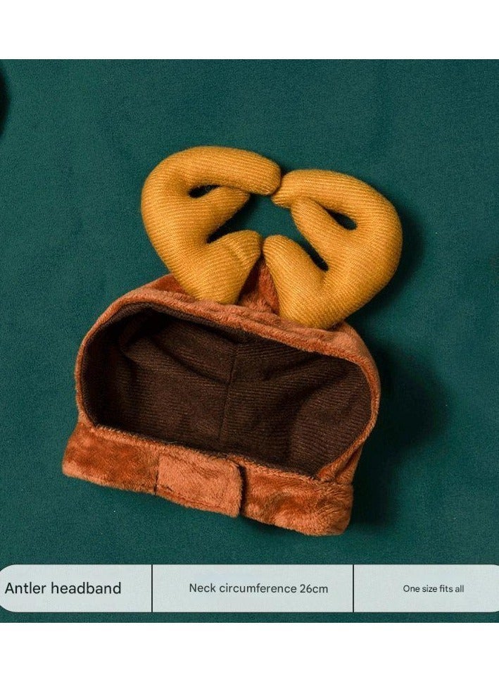 A.M Pet Christmas Costume Outfit Set Reindeer Antlers Hat Headband Santa Christmas Hat Red Scarf and Pet Cloak for Dog Cat Pet Christmas Party Cosplay Supplies, 4 Pack - Image 5