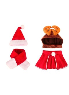A.M Pet Christmas Costume Outfit Set Reindeer Antlers Hat Headband Santa Christmas Hat Red Scarf and Pet Cloak for Dog Cat Pet Christmas Party Cosplay Supplies, 4 Pack  - Image 1