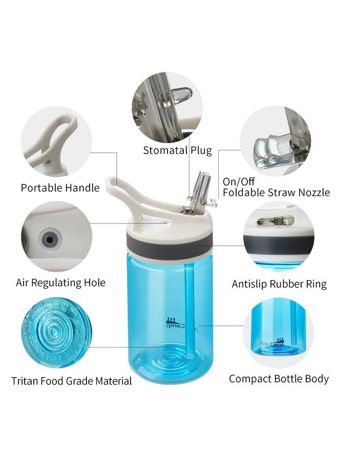 AceCamp 2 Pack-Kids Water Bottle With Straw For School Kids Boys Girls,12Oz Children Toddler Water Bottle Small With Clip Tritan Bpa Free For Backpack Outdoor Sports Travel Portable And Leakproof  - Image 2