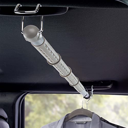 High Road Car Clothes Hanger Bar  Unbreakable Carbon Steel Clothes Rod for Car SUV Truck or Van With Solid Metal Hooks Heavy Duty Fully Assembled Gray Clothes Rod Expands from 35 to 60