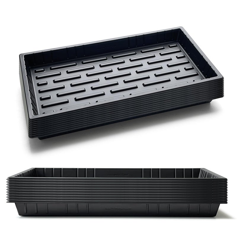 RooTrimmer 20 Pack Shallow 1020 Trays No Holes, Heavy Duty Reusable Seed Starter Flat Seedling Tray for 72/128 Cell Plug Tray, Transplant, Microgreen & Seed Germination (21"Ã—11", 1.6" Deep, TD538) - Image 1