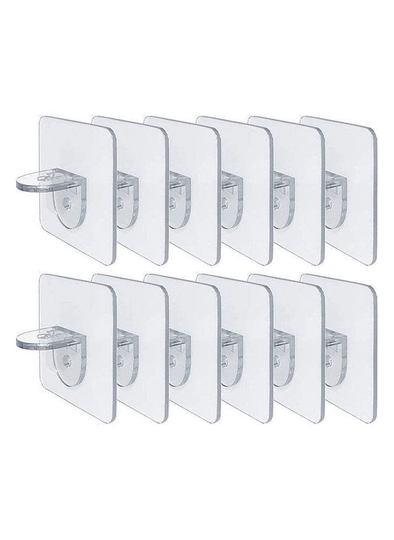 Generic Punch Free Shelf Support Peg, 12 Piece Self Adhesive Shelves Clips for Kitchen Cabinet Book Shelves-Strong Partition Holders Pin for Closet Brackets Clapboard Layer-Load Bearing 10 Pounds  - Image 1