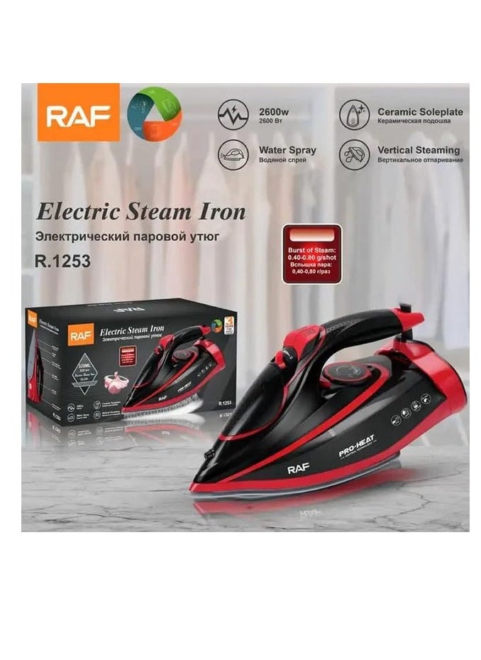 RAF - Highly Efficient Electric Steam Iron  R.1252R - 2600W , 320ML  perfectly ironed clothes easy and quick process - Image 1
