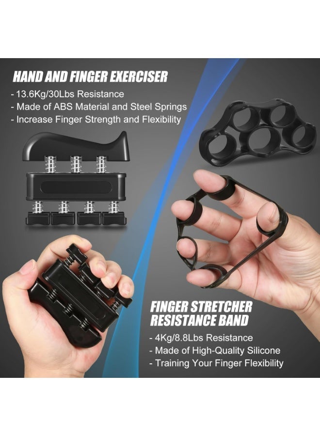 ZEESQUARE 6-Piece Hand Grip Strengthener Kit | Adjustable Hand Grip Trainer 5-60kg with Digital Counter | Finger Exerciser, Grip Ring, Stress Ball & Finger Stretcher | Forearm, Wrist & Finger Strength Trainer for Gym, Sports & Rehabilitation - Image 3