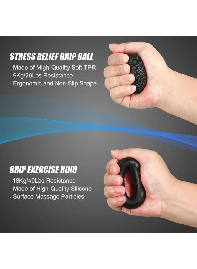 ZEESQUARE 6-Piece Hand Grip Strengthener Kit | Adjustable Hand Grip Trainer 5-60kg with Digital Counter | Finger Exerciser, Grip Ring, Stress Ball & Finger Stretcher | Forearm, Wrist & Finger Strength Trainer for Gym, Sports & Rehabilitation - Image 4