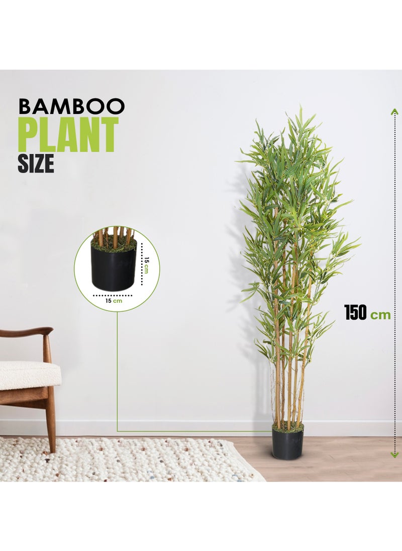 ESSENTIALS 360 Artificial Plant Bamboo Tree 150cm High, Artificial Plants Fake Plant with Pot, Outdoor & Indoor Artificial Tree for Home Decor, Lifelike Texture Faux trees, Decorative Faux Plants  - Image 4