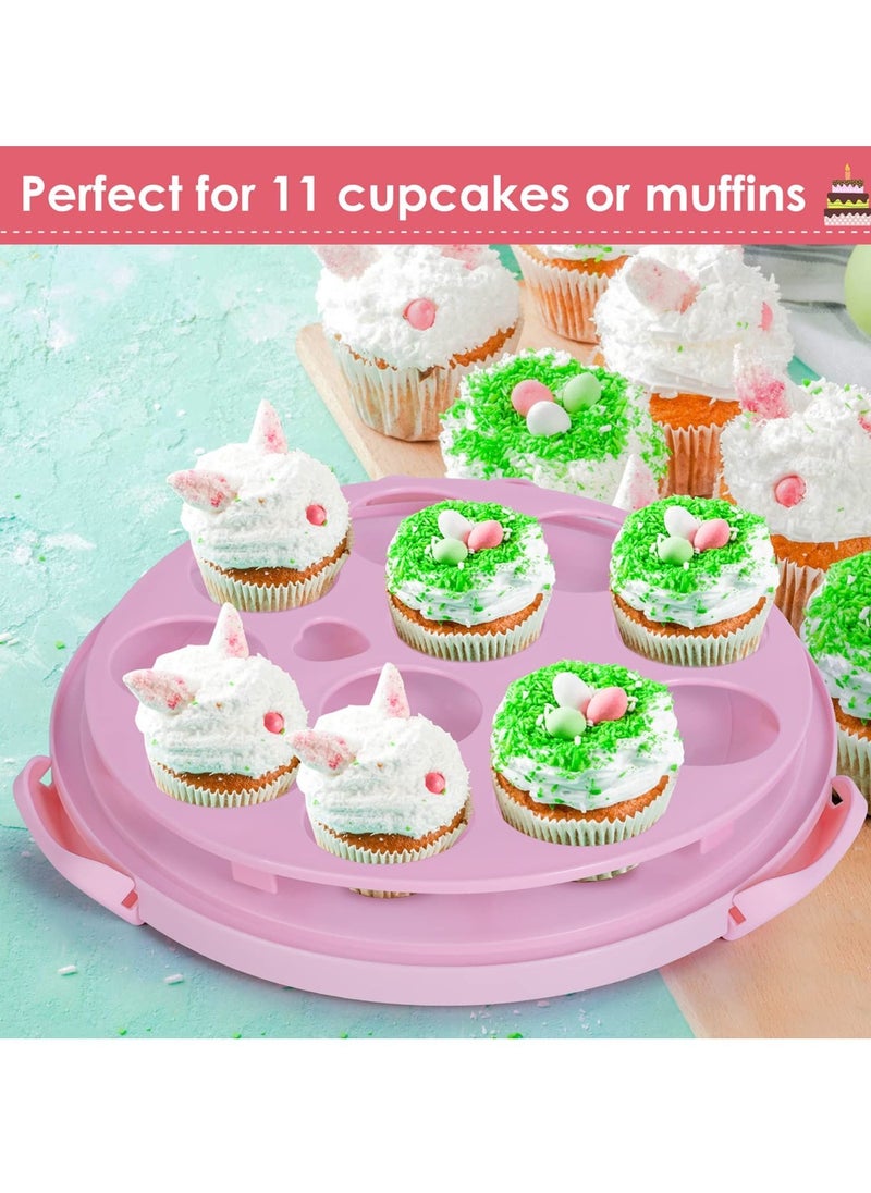 MIXDE - 10-inch Cake Cupcake Muffin Carrier Holder Cupcake Carrier for 11 Cupcakes Reusable Cake Container with Handle and Clear Lid - Image 1