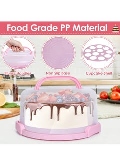 MIXDE 10-inch Cake Cupcake Muffin Carrier Holder Cupcake Carrier for 11 Cupcakes Reusable Cake Container with Handle and Clear Lid  - Image 2
