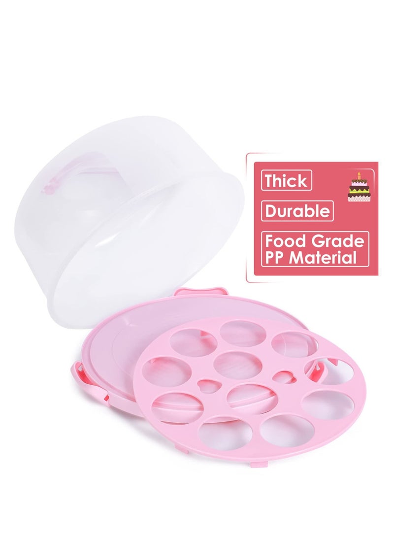 MIXDE - 10-inch Cake Cupcake Muffin Carrier Holder Cupcake Carrier for 11 Cupcakes Reusable Cake Container with Handle and Clear Lid - Image 1