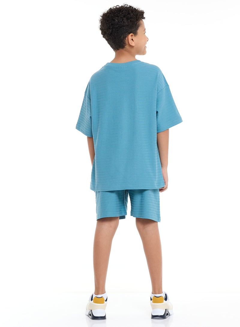 Victor and Jane Sr Boys' Jacquard Set – Striped Design with Textured Material, Ready-to-Move Coordinated Match Sets - Image 2