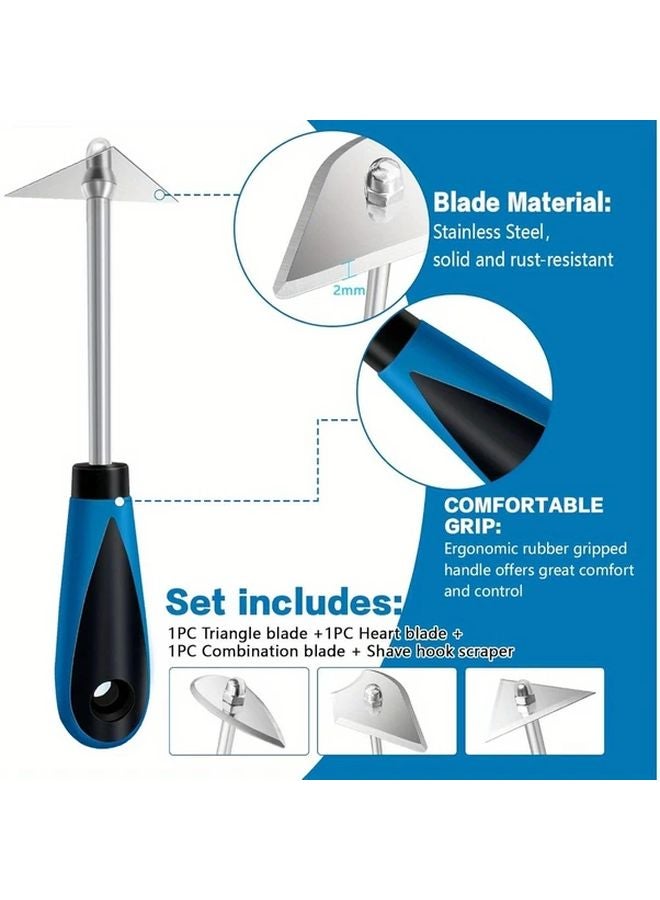 1pc Steel Paint Scraper with 3 Replacement Heads Interchangeable Knives Hand Tool for Paint Removal - Image 4