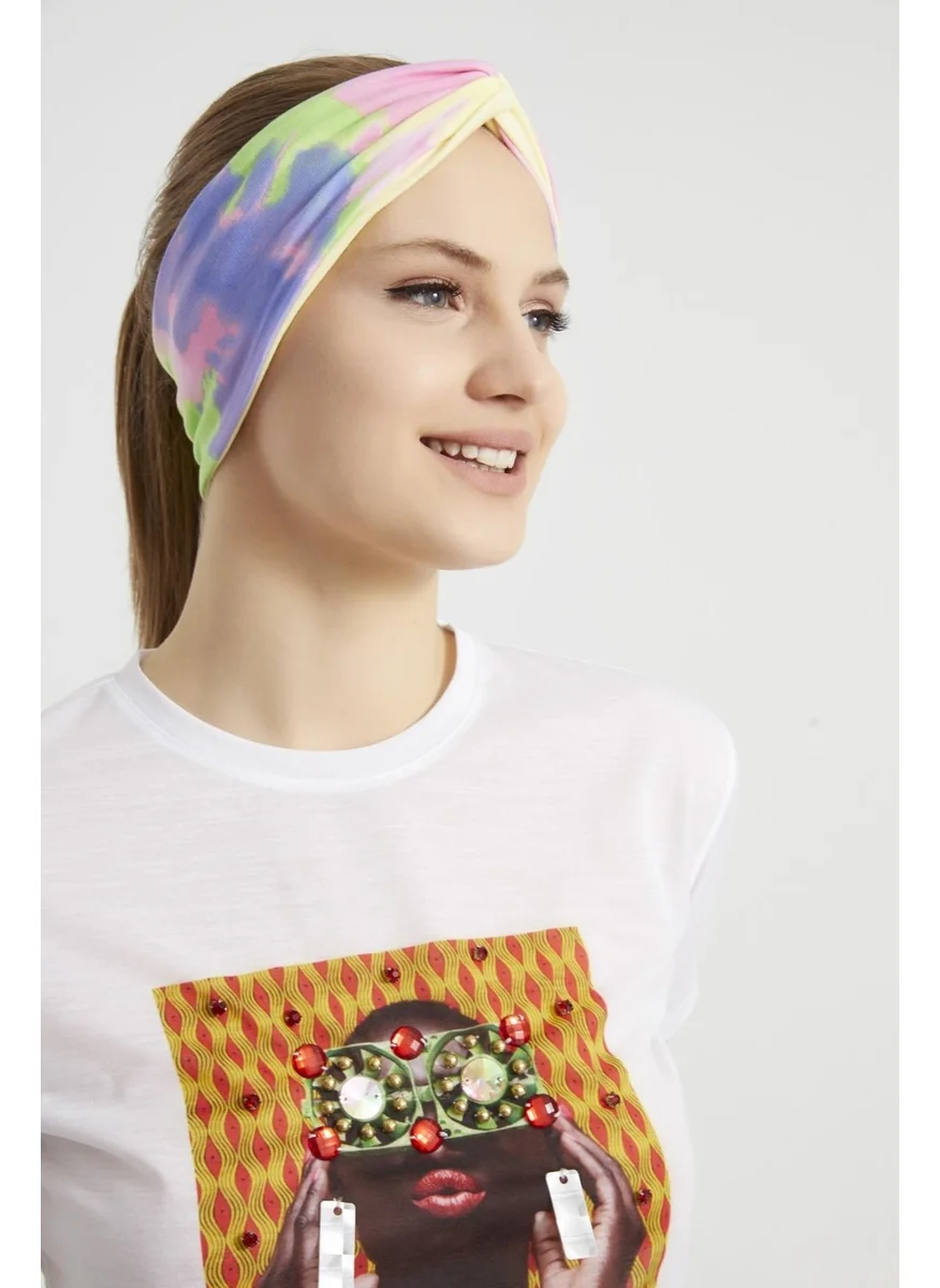 Butikgiz Batik Rainbow, Boutique Design Women's Bandana Hair Band, Extra Soft, Flexible, Natural, Combed Cotton