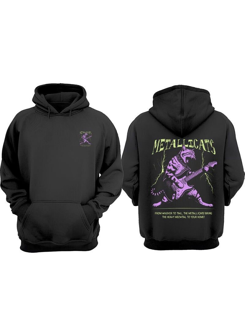 Unisex Metallicats Design Front Back Printed Regular Fit Black Sweatshirt