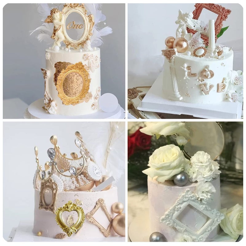 MIYAHOUSE Picture Frames Silicone Mold Photo Frame Fondant Mold Baroque Style Frame Molds For Cupcake Topper Cake Decoration Chocolate Candy Polymer Clay Gum Paste Set Of 4 - Image 5