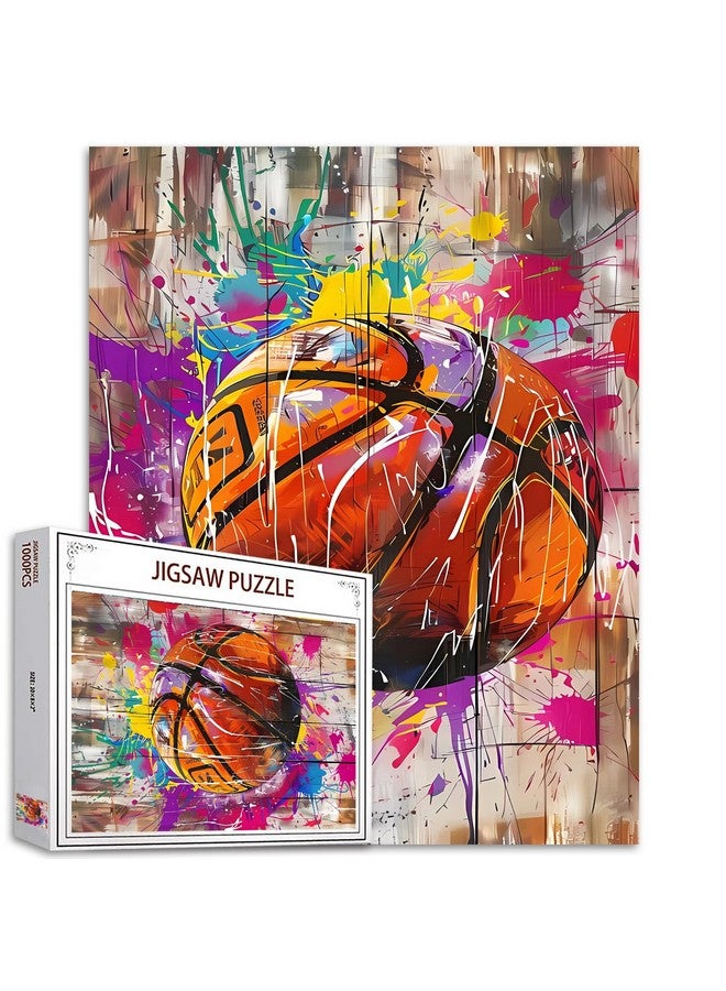 Tucocoo 1000 Piece Jigsaw Puzzles for Adults,Sports Graffiti Basketball Jigsaw Puzzles，Funny Ball Sports Graffiti Street Banksy Puzzle，Challenging Family Activity Perfect for Game Nights，Puzzle Wall Art Decor - Image 1