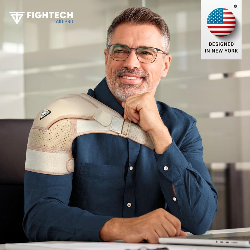 FIGHTECH Shoulder Brace for Torn Rotator Cuff | Pain Relief, Support and Compression Sleeve Wrap Stability Recovery Fits Left Right Arm, Men & Women (Nude), Large/X-Large (Pack of 1) - Image 5