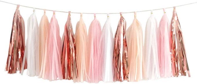 PINK SHINY TASSEL GARLAND TISSUE PAPER TASSEL BANNERTABLE DECORDIY KITS FOR TASSELS PARTY DECORATIONPACK OF 20ROSE GOLD PEACH LIGHT PINK WHITE
