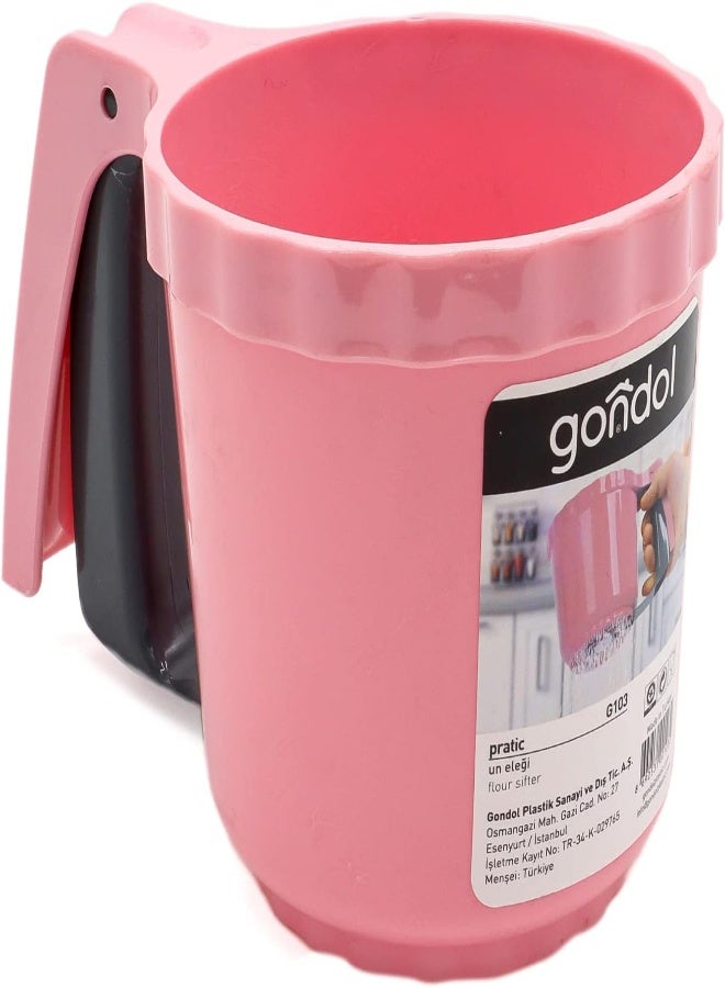 Winds Trading Gondol Polycarbonate Automatic Flour Sifter, Pink Color Plastic Flour Sifter Handheld Shaker Sugar Powder Kitchen Strainer Baking Tool for Home (11x15cm) - Image 5