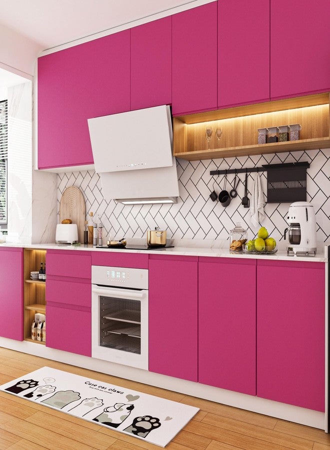 ReWallpaper Fuschia Pink Wallpaper Stick and Peel for Bedroom Girls Kids Room Bathroom Adhesive Dark Pink Contact Paper for Desk Dresser Cabinets Kitchen Appliances Magenta Vinyl Wrap 17.7inx6.5ft - Image 3