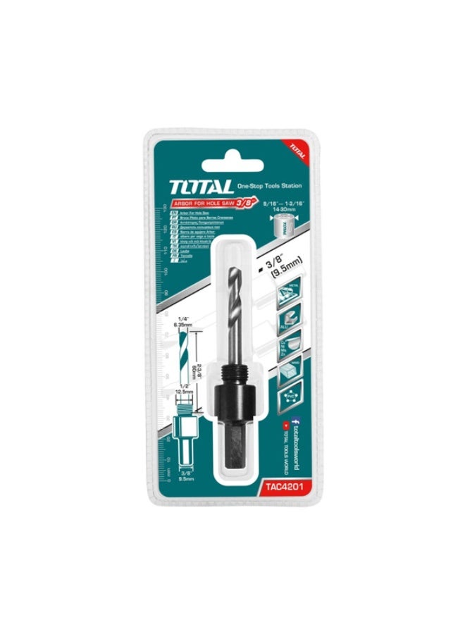 TOTAL Arbor for Hole Saw – 9.5 mm Durable Drill Adapter for Hole Saws, Woodworking, Metal Cutting & Construction Use - Image 1