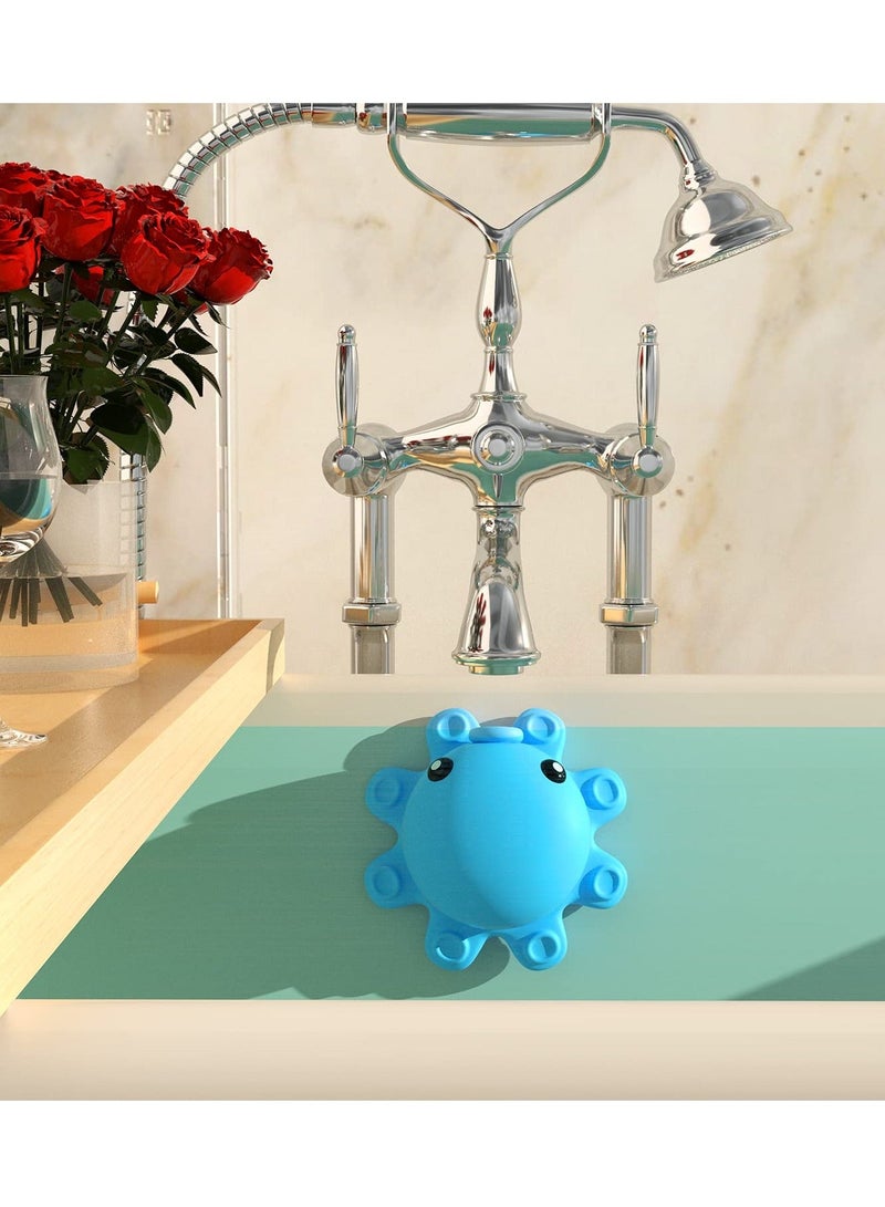 Bathtub Overflow Drain Cover Tub - tub Cover, Soak Bath Bathroom Spa Accessories, Adds Inches of Water for Deeper Silicone, Blue - Image 5