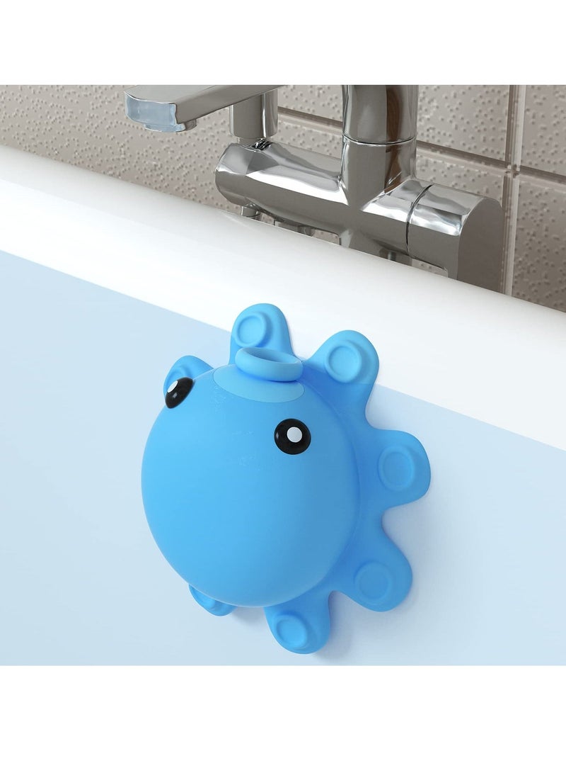 Bathtub Overflow Drain Cover Tub - tub Cover, Soak Bath Bathroom Spa Accessories, Adds Inches of Water for Deeper Silicone, Blue - Image 1