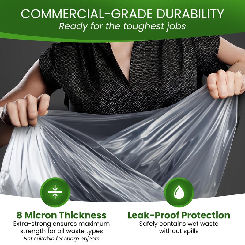 Betta 8-10 Gallon Medium Trash Bags, Clear, 1000 Count Box, (24x24-inch) Commercial Office Wastebasket Garbage Can Liners, 7-10 Gallon Round Cans, 6-8 Gallon Slim and Square Cans - Image 5