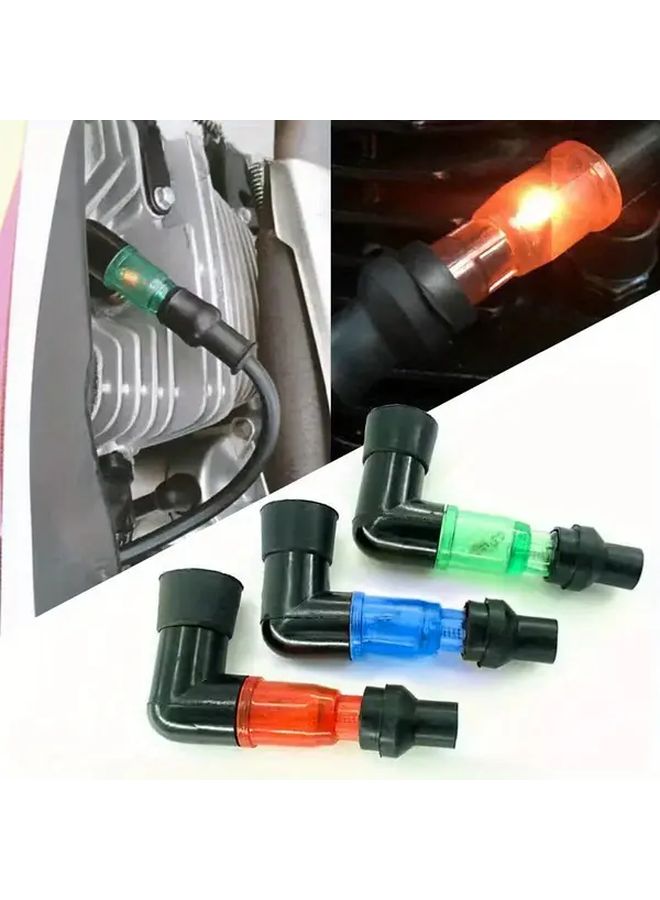 3 Pcs Red Motorcycle Flash Spark Plug Caps 90 Degree Flashing Ignition Boot Weather Resistant Sleek Design Enhanced Engine Performance Safety Fit Most Motorcycles - Image 1