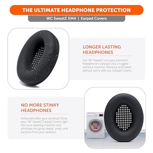 WC SweatZ XM4 - Patented Protective Earpad Sweat Covers for Sony WH1000XM4 by WC | Silicone Ear Covers for Sony WH-1000XM4 Headphones | Sweatproof & Easily Washable | Black - Image 4