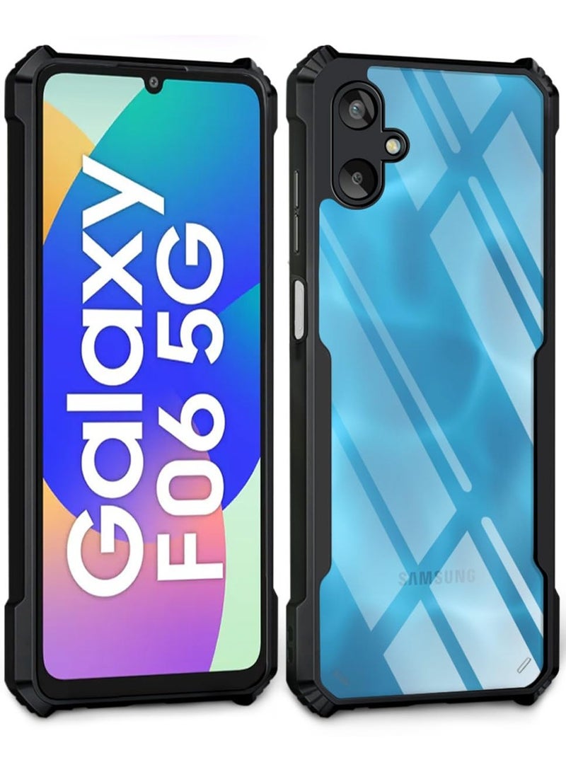 Samsung Galaxy F06 / M06 Clear Case Hard PC Back Cover with Shockproof TPU Black Border 360 Degree Impact Resistant non-Yellowing Transparent Cover For Samsung Galaxy M06 / F06 - Image 1