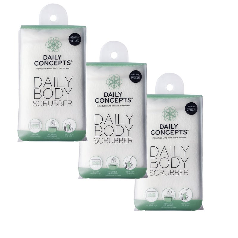 DAILY CONCEPTS Daily Body Scrubber SoyBased and Organic Cotton The Bath Sponge Deeply Cleanses The Skin and Creates A Rich Foamy Lather The Outer Texture Provides A Gentle Exfoliation Pack of 3 - Image 2